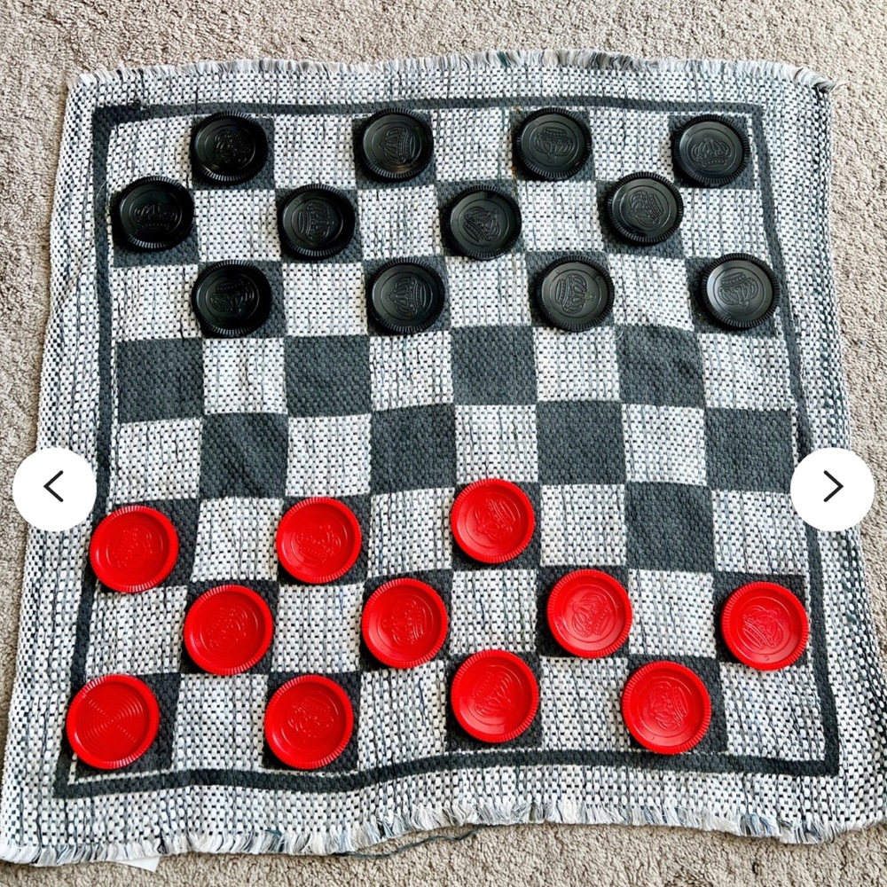 🆕 Multiflex Designs Checkers Oversized Fabric Game Board Mat Black/Red P…